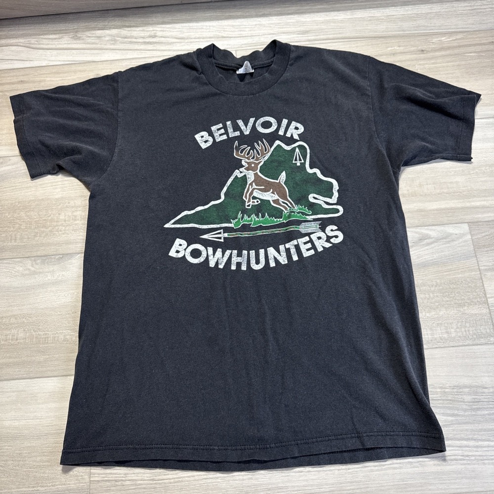 Vintage Deer Hunting Buck T Shirt L Single Stitch‎ Stedman Belvoir Bowhunters